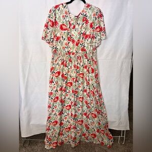 Hayden Red and Green Floral Maxi Dress 1XL